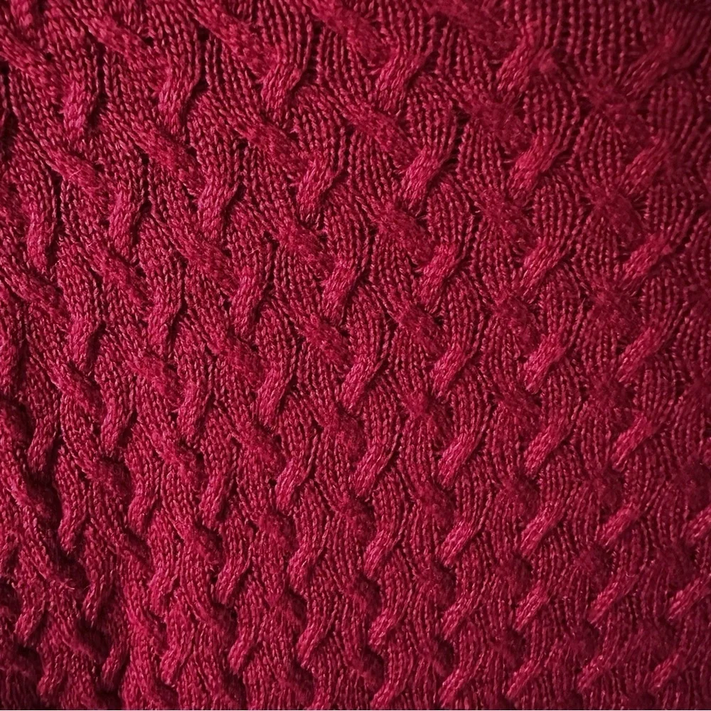 Jos A Bank Signature Gold Cashmere Silk Sweater Mens M Red Maroon Cable Knit